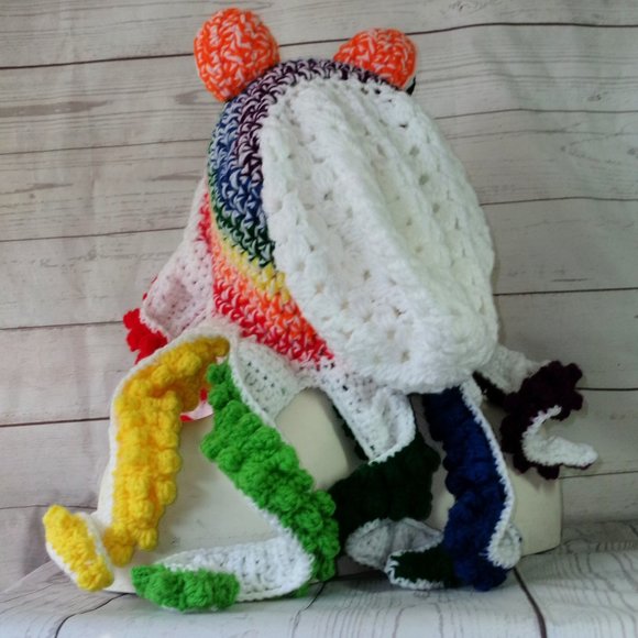 Tweed Rainbow Crochet Octopus Hat Adult Size main image 7